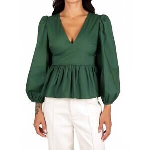 NEW SINCERELY OURS grace balloon sleeves top in green